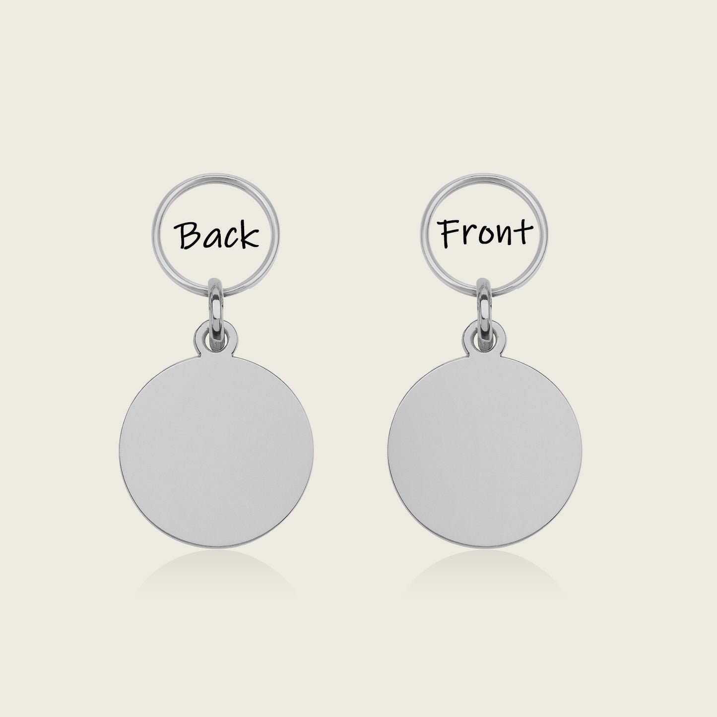 White round dog tags