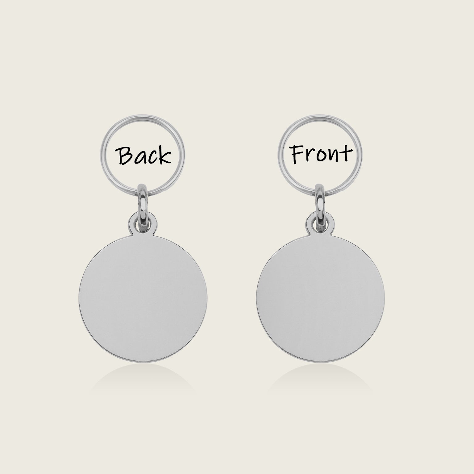 White round dog tags